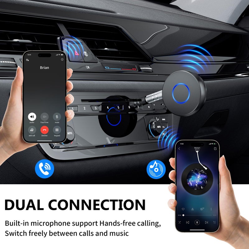 SONRU Bluetooth Aux Adapter for Car, Wireless Audio Receiver, Portable Hands-Free Kit with RCA AUX 3.5mm for Home/Car Stereo Music Streaming Sound System - Image 3
